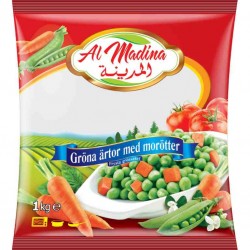Al Madina frysta gröna ärter med morötter 1kg